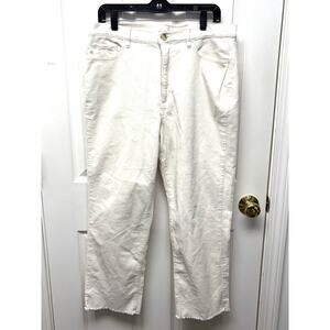 Loft White Corduroys, Wide Wale, High Waist, Straight Leg, Size 12